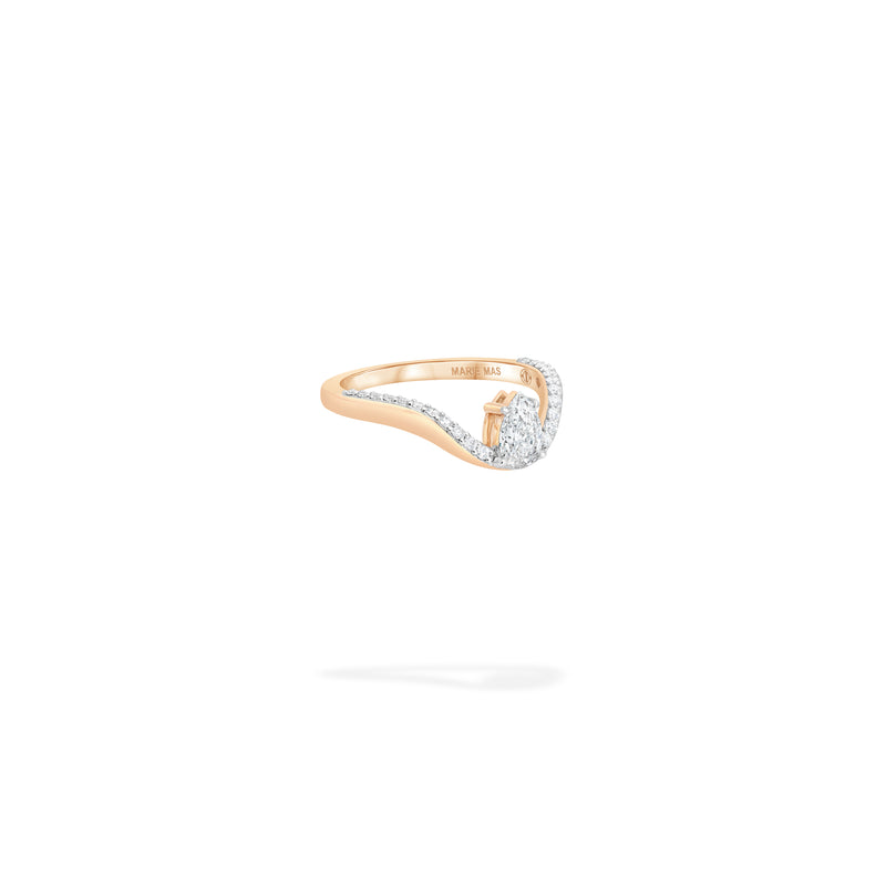 Halo Ring | Half pavé, rose gold & pear diamond