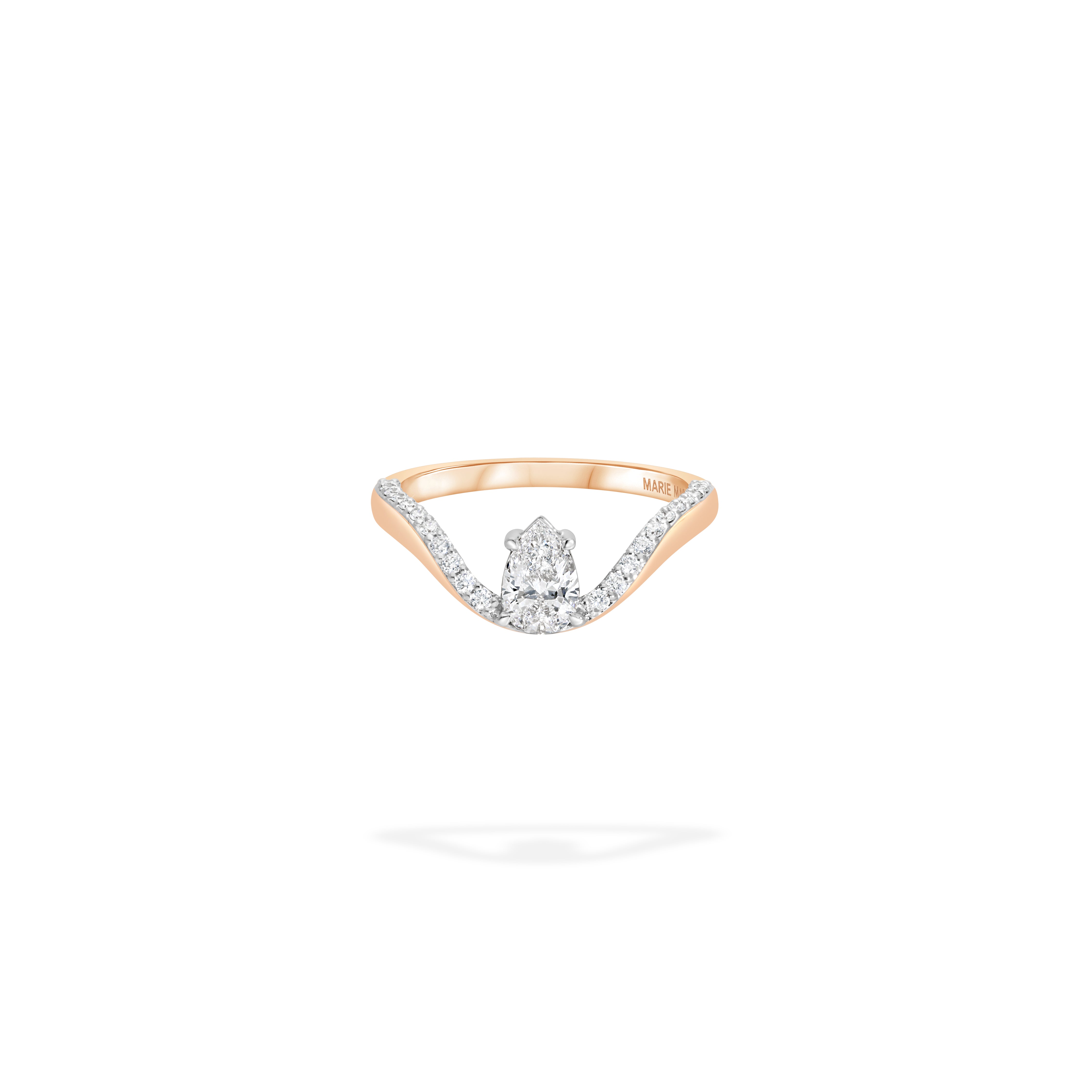 Halo Ring | Half pavé, rose gold & pear diamond