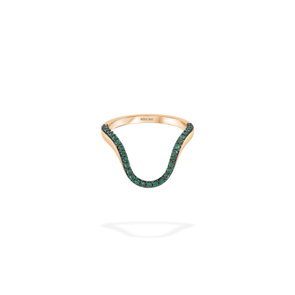Aura Ring | Half pavé, rose gold & emeralds