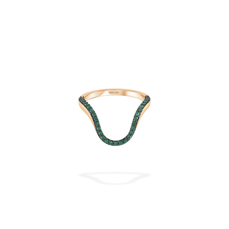 Aura Ring | Half pavé, rose gold & emeralds