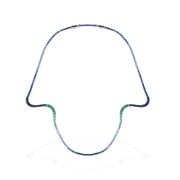 Aurora Necklace | Full pavé emeralds & sapphires