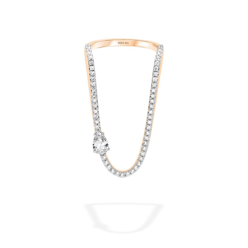 Aurora ring rose gold | Half pavé pear diamond