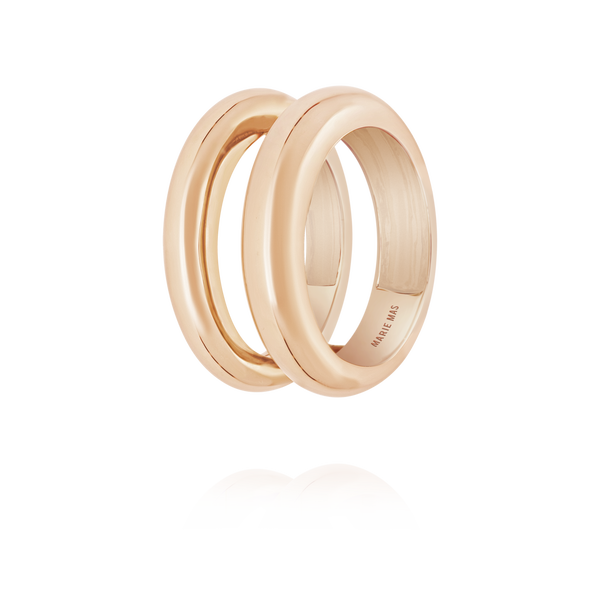 Double dome U ring & Paved dome I ring | Rose gold