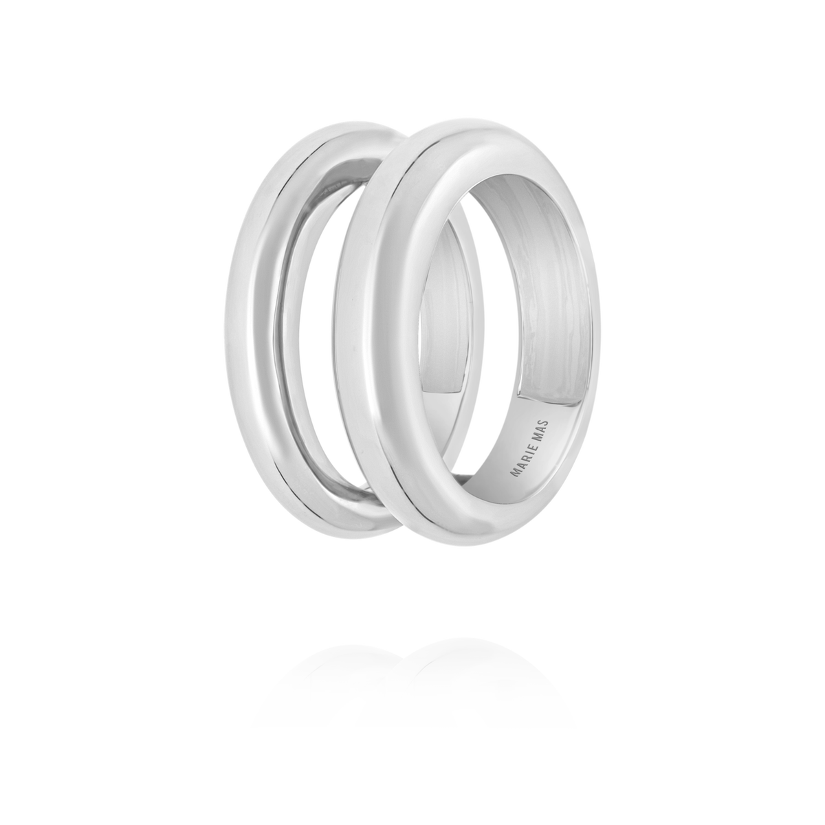 Women's wedding ring 18k white gold | Double Dome U Ring