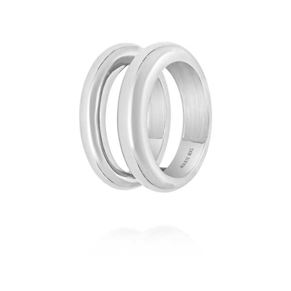 Double Dome U ring | White Gold