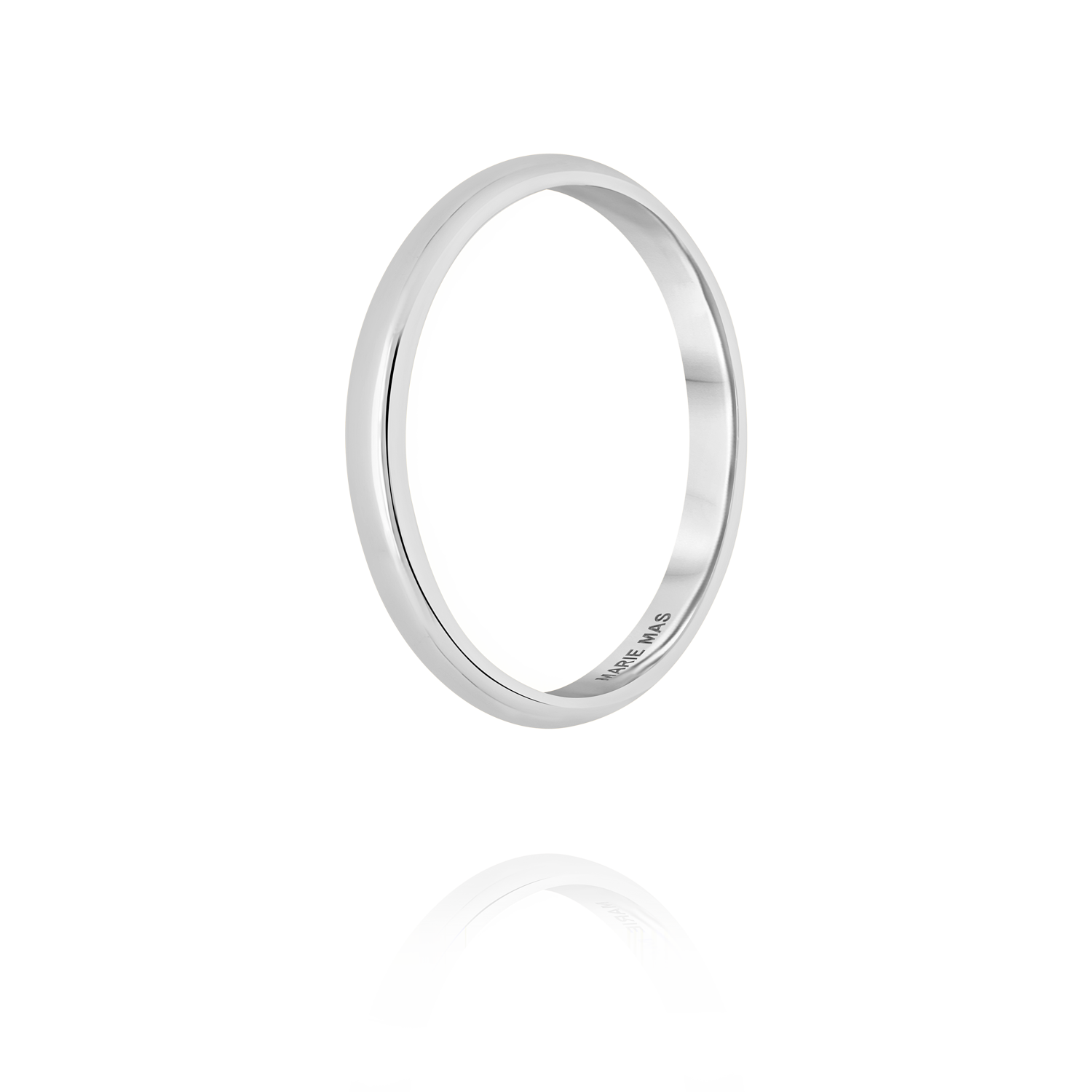 D-shape I ring | White Gold