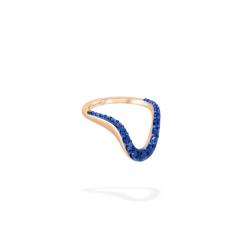 Grand Aura Ring | Half pavé, rose gold & sapphires