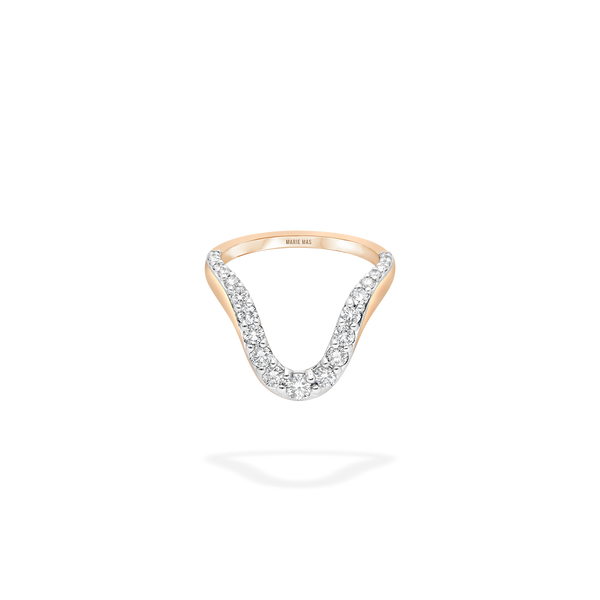 Grand Aura Ring  | Half pavé, rose gold & diamonds