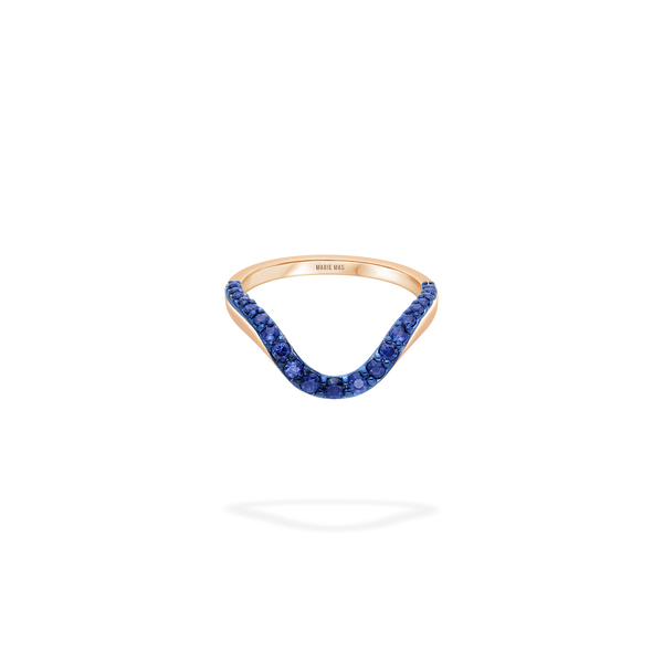 Grand Halo Ring | Half pavé, rose gold & sapphires
