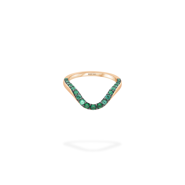 Grand Halo Ring | Half pavé, rose gold & emeralds