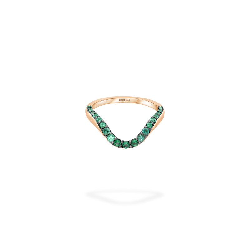 Grand Halo Ring | half pavé | rose gold & emeralds
