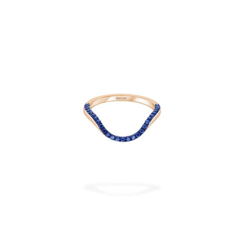 Halo Ring |  | Half pavé, rose gold & sapphires