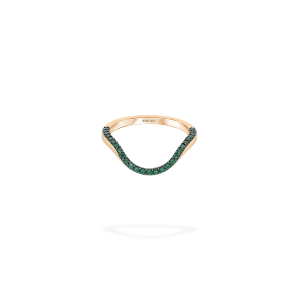 Halo Ring | Half pavé, rose gold & emeralds