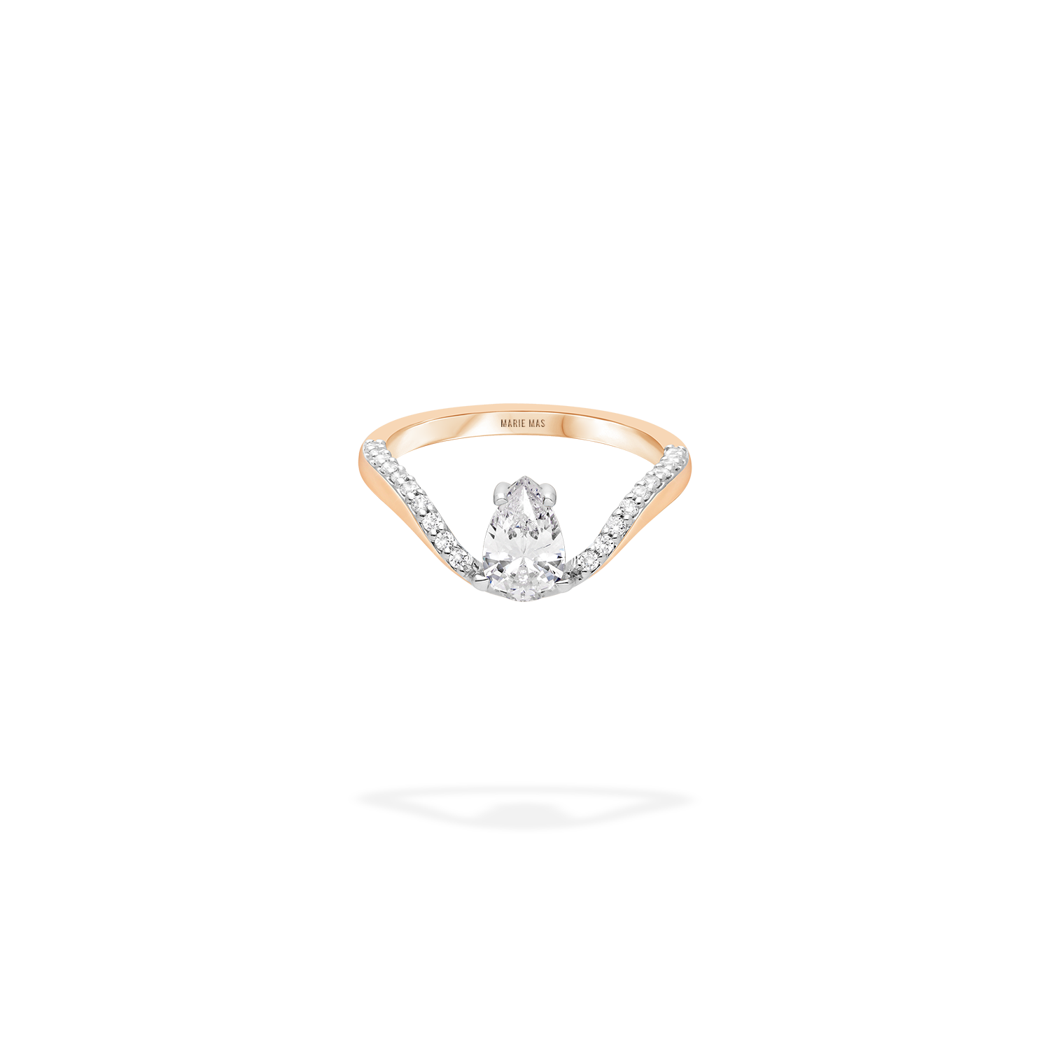 Halo Ring | Half pavé, rose gold & pear diamond