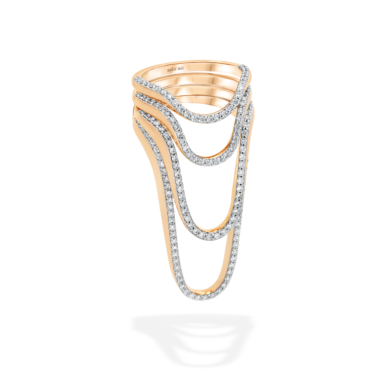 Ring Stack rose gold half pavé with diamonds