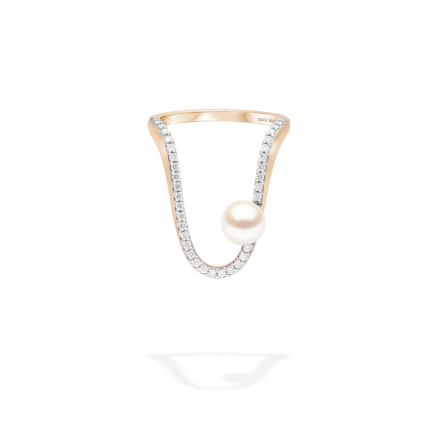 Radiant Ring | Half pavé Diamonds & Pearl