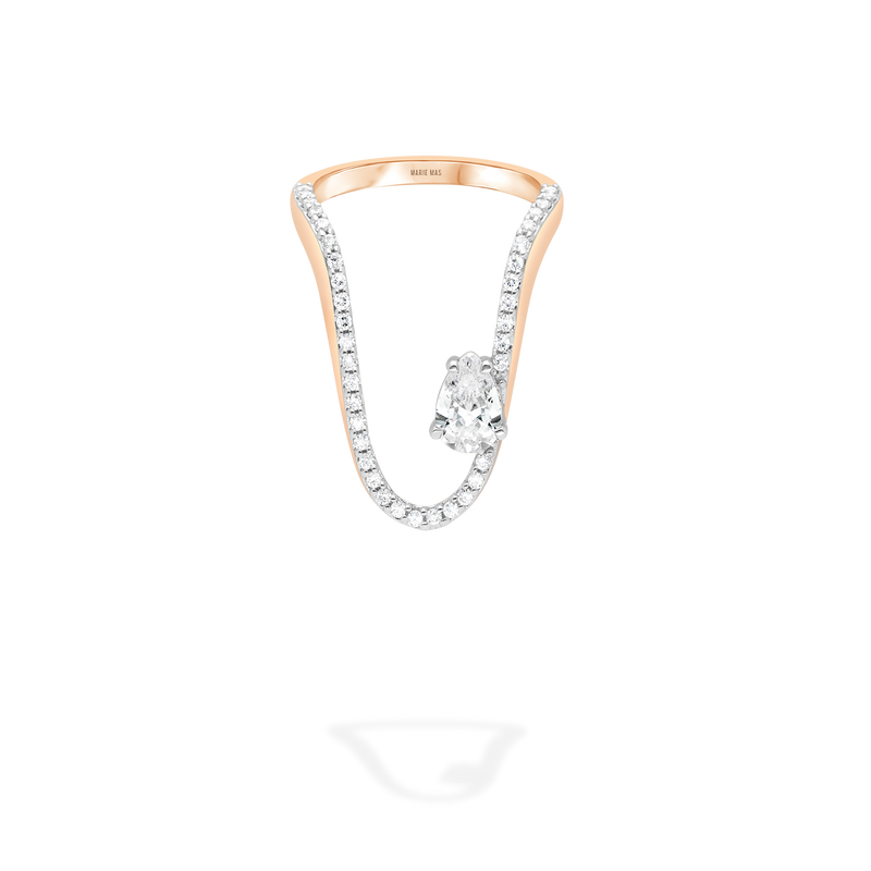 Radiant Ring rose gold | Half pavé pear diamond