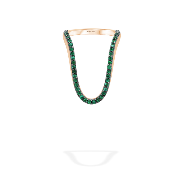 Radiant Ring  | Half pavé, rose gold & emeralds