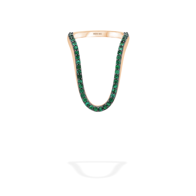 Radiant Ring  | Half pavé, rose gold & emeralds