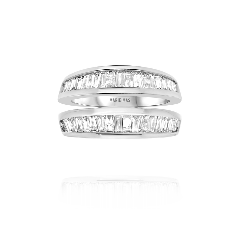 Starlight U ring paved diamonds | Or Blanc