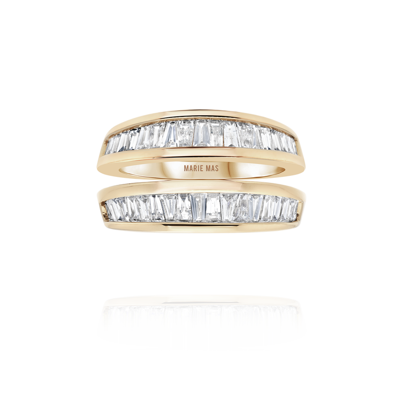 Starlight U ring & Startlight Flat I ring  | Or Jaune et diamants