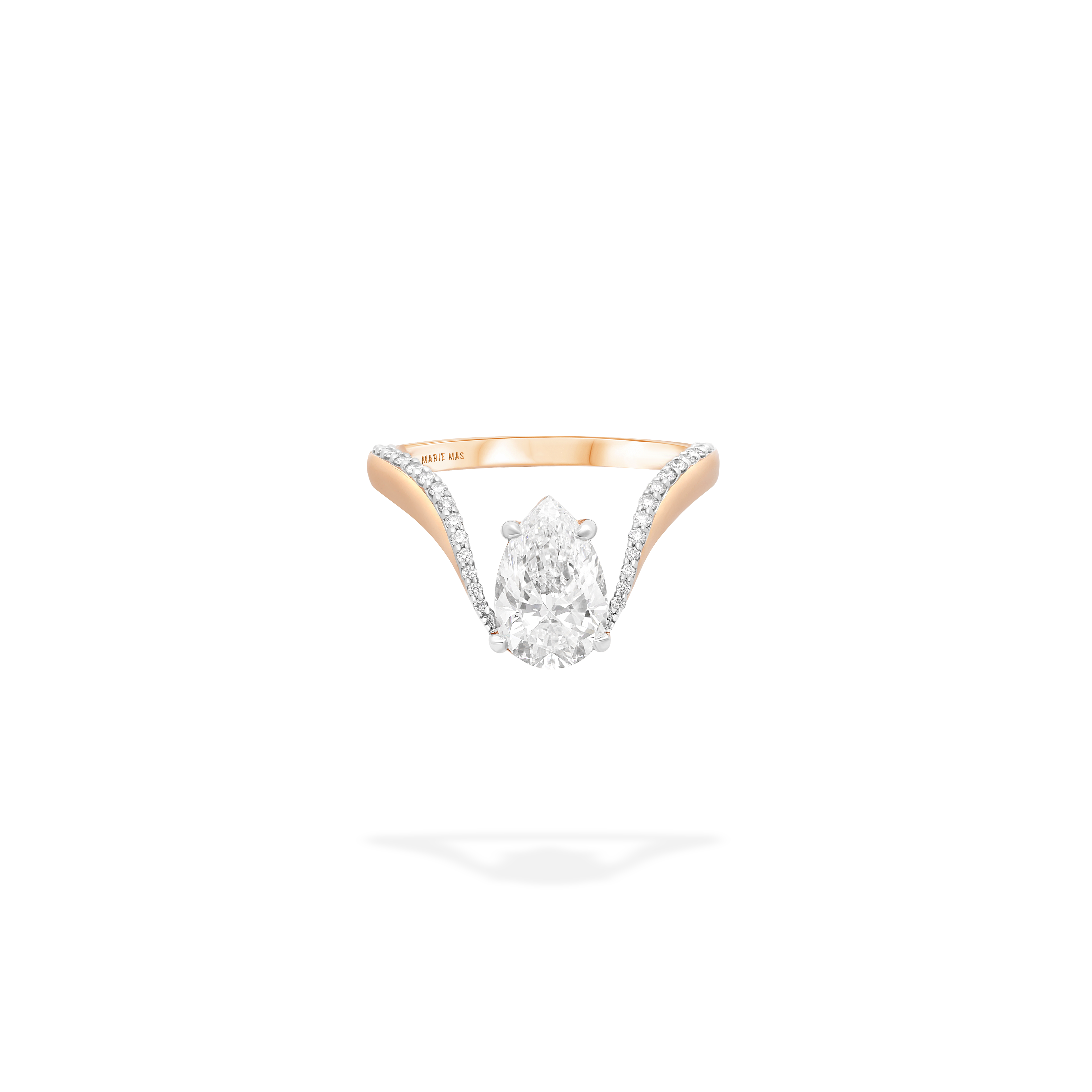 Aura Ring | Half pavé Diamonds & Pear Diamond